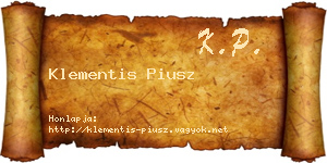 Klementis Piusz névjegykártya